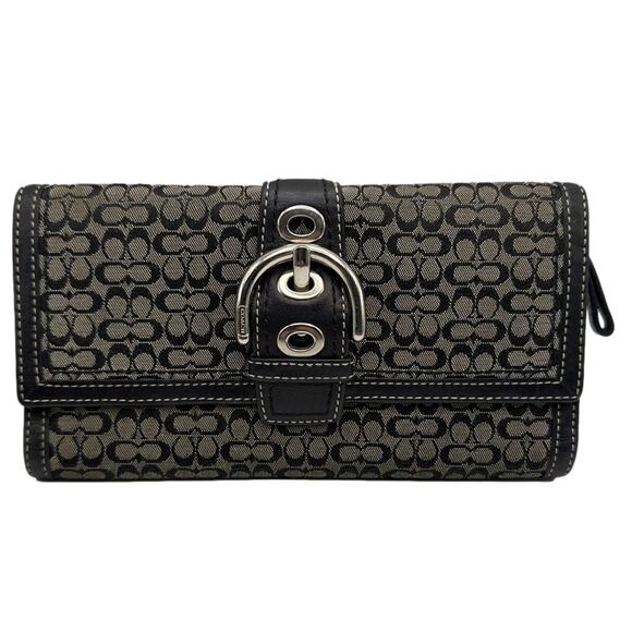 Vintage COACH y2k Soho Black and Gray Signature Canvas Wallet - Picture 1 of 10